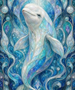ベルーガ ステンドグラス パワーアニマルアート